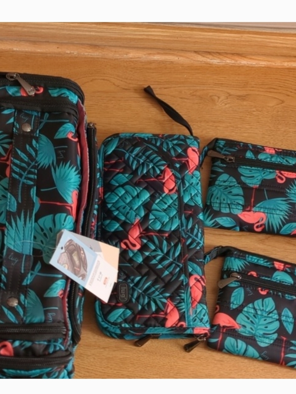 lug Quilted Cosmetic Wallet and Pouches in Black, Teal, Coral